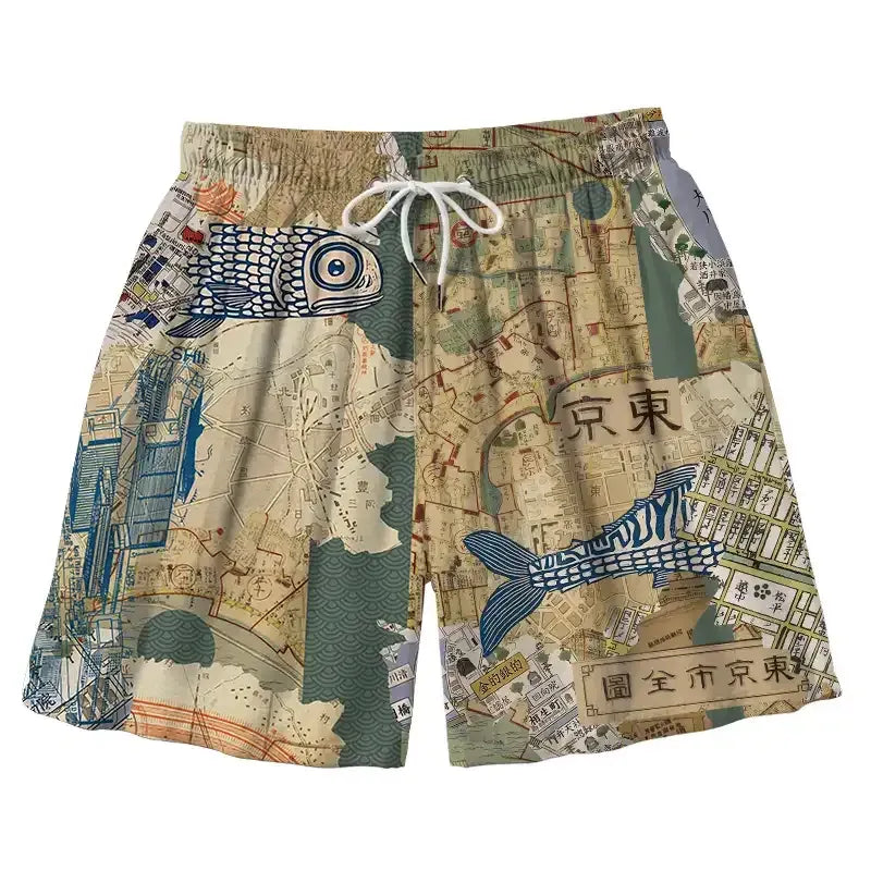 Vintage Tokyo Map Swim Trunks on Sale
