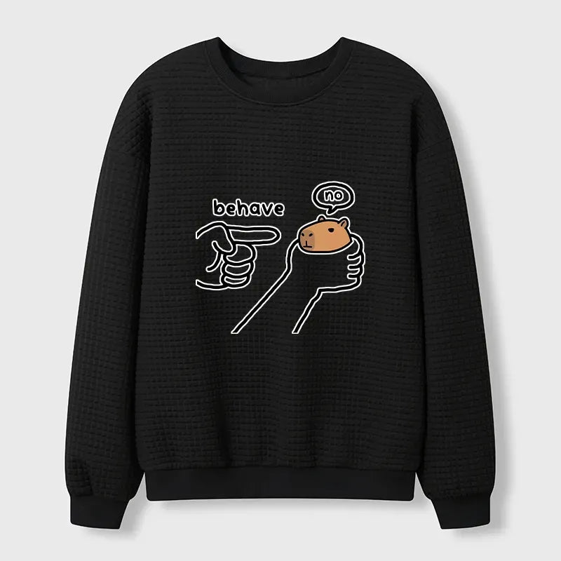 Kyoto-Lion Dishonest Capybara Waffle Sweatshirt