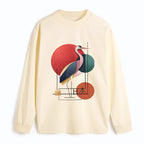 Kyoto-Lion Geometric Crane Art Classic Long Sleeve T-Shirt