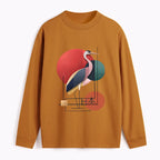 Kyoto-Lion Geometric Crane Art Classic Long Sleeve T-Shirt