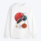 Kyoto-Lion Geometric Crane Art Classic Long Sleeve T-Shirt