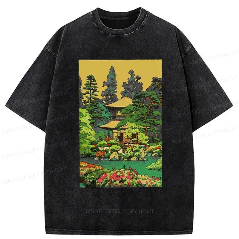Japanese Retro Washed Tee for Vacation