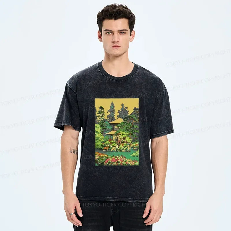 Japanese Retro Washed Tee for Vacation