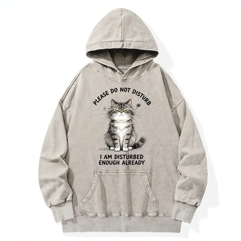 Kyoto-Lion Funny Cute Little Cat Meme Washed Hoodie