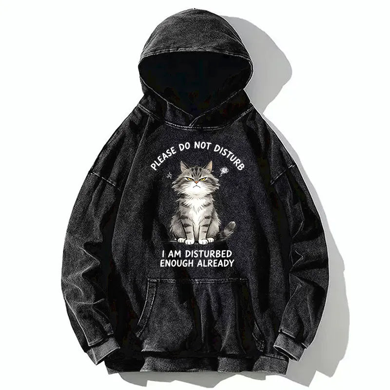 Kyoto-Lion Funny Cute Little Cat Meme Washed Hoodie