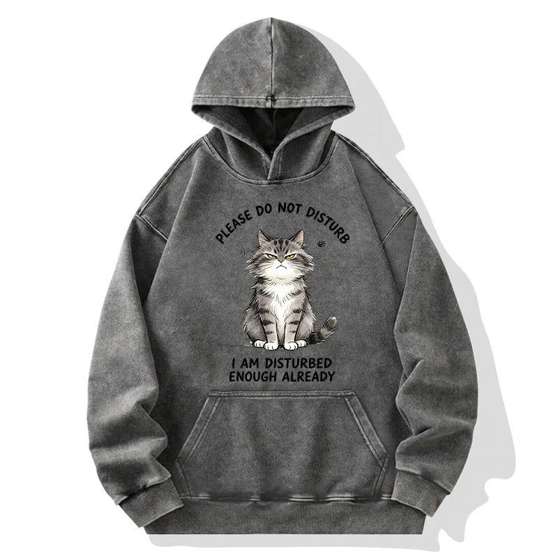 Kyoto-Lion Funny Cute Little Cat Meme Washed Hoodie