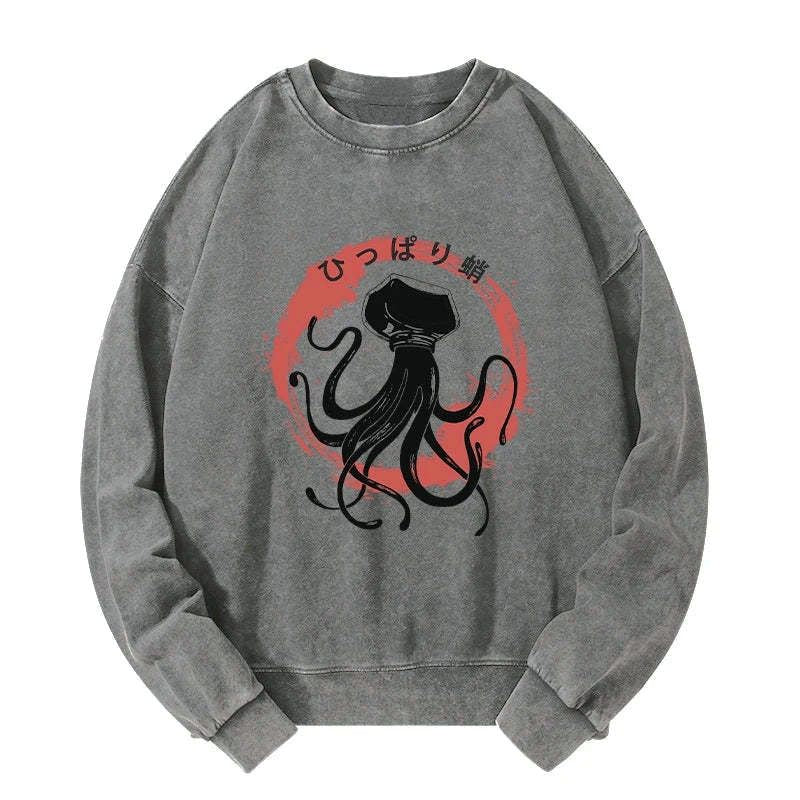 retro japanese octopus streetwear sweatshirt