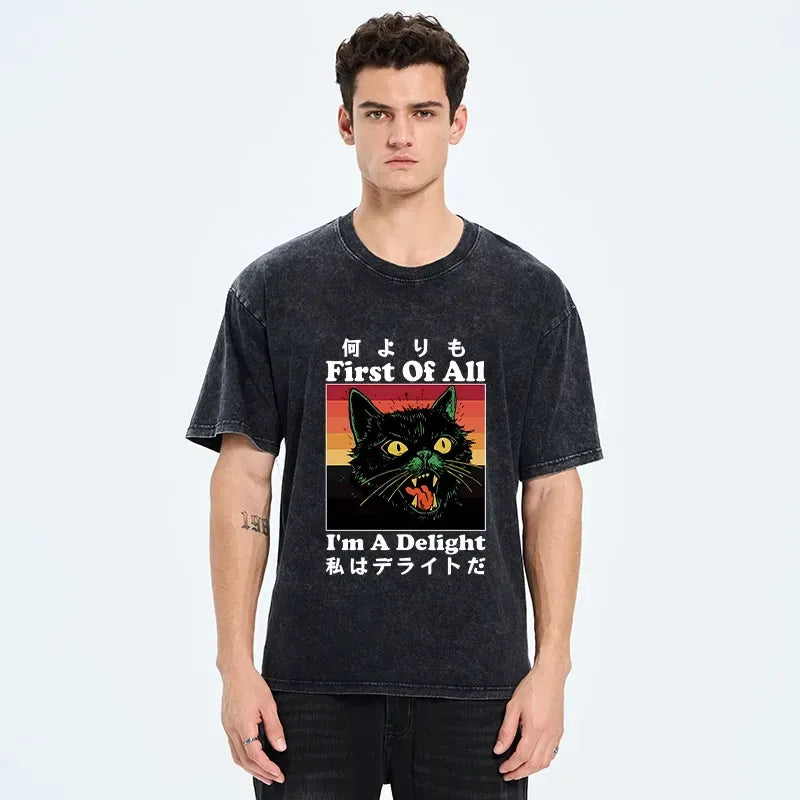 japanese unisex washed t-shirt for daily wear
