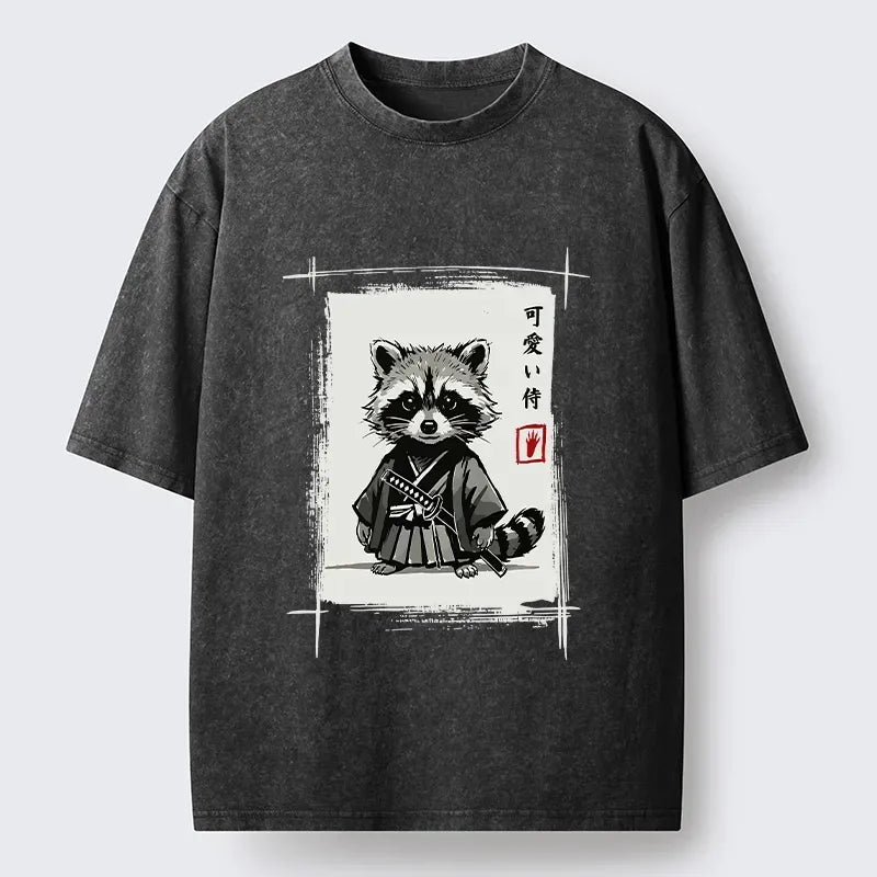 Samurai Raccoon Washed T-Shirt