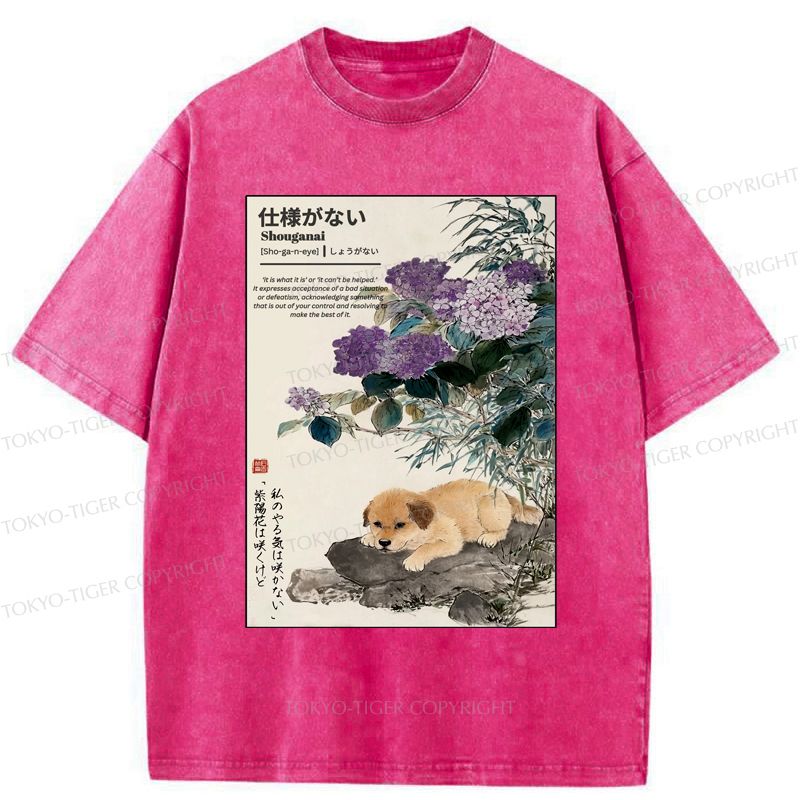 Kyoto-Lion The Dog And The Hydrangeas Washed T-Shirt
