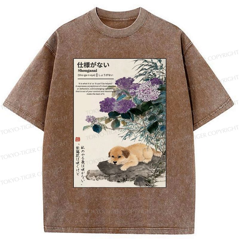 Kyoto-Lion The Dog And The Hydrangeas Washed T-Shirt