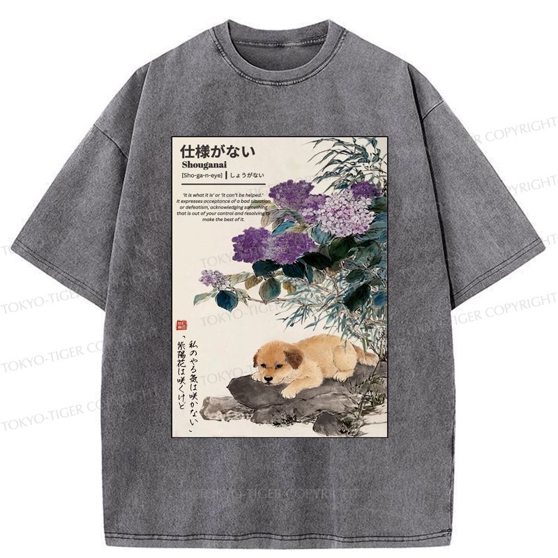 Japanese Vintage Dog Hydrangeas T-Shirt