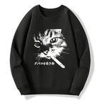 retro smoking cat sweatshirt streetwear
