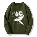 Kyoto-Lion Retro Cat Smoking Classic Sweatshirt