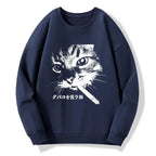 japanese vintage cat sweatshirt for men