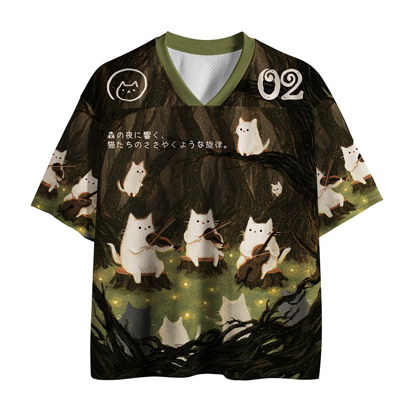 Kyoto-Lion Whispering Melodies Of Forest Cats Mesh Jersey