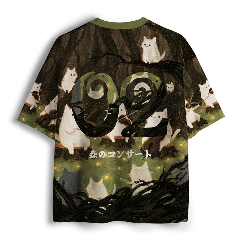 Kyoto-Lion Whispering Melodies Of Forest Cats Mesh Jersey