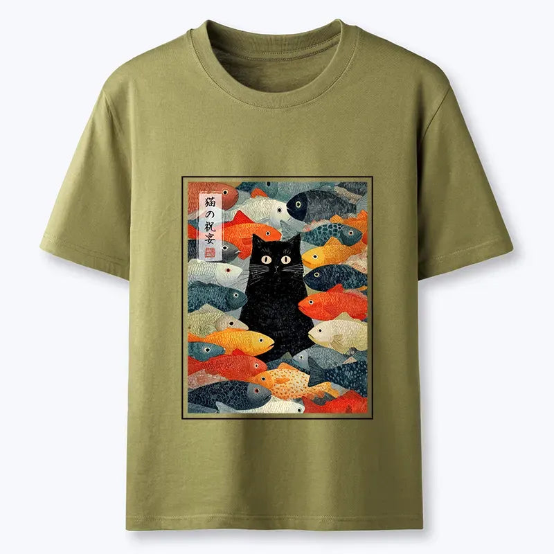 Japanese Cat Classic Tee for Daily Wear