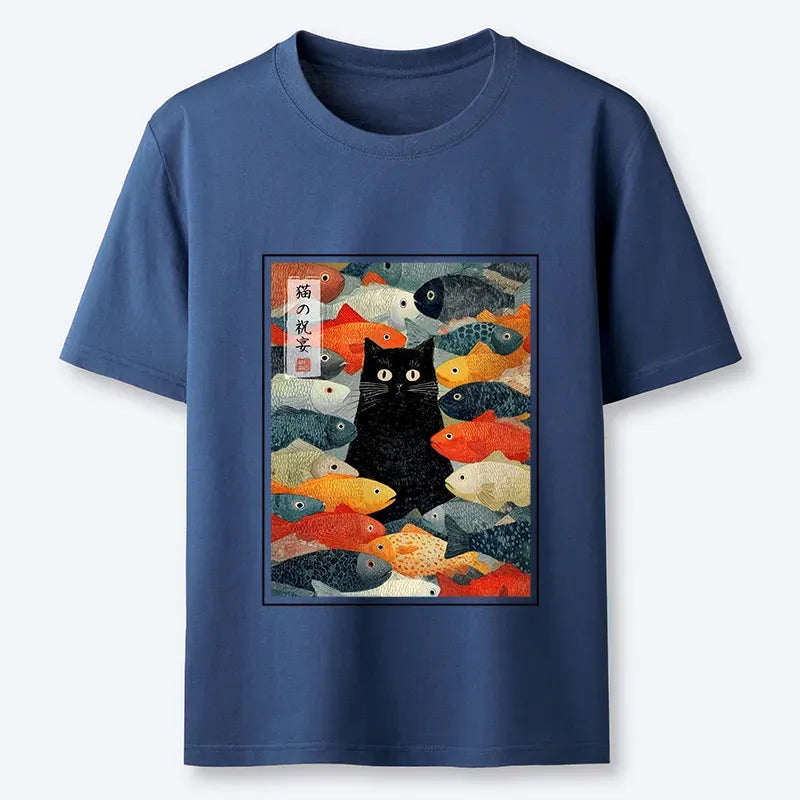 Japanese Cat Classic Tee for Daily Wear