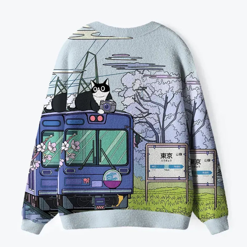 Black cat train cardigan on sale