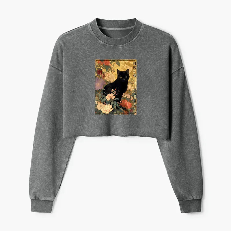 Japanese Washed Crop Sweatshirt for Women