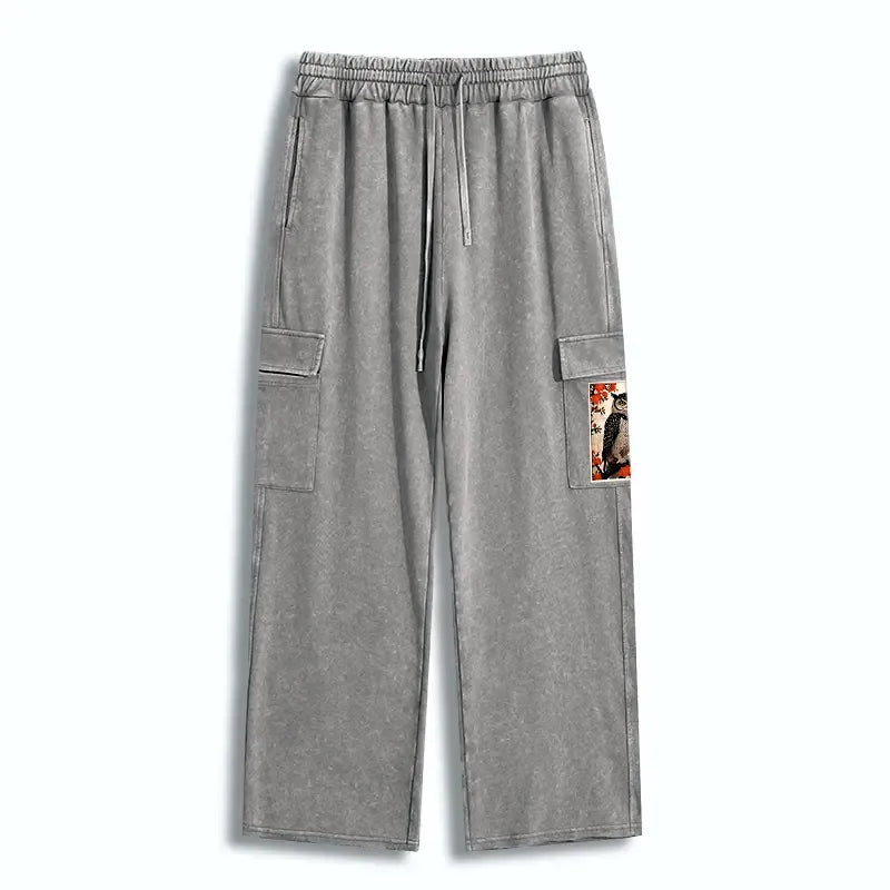 Vintage Japanese Owl Sweatpants for Casual