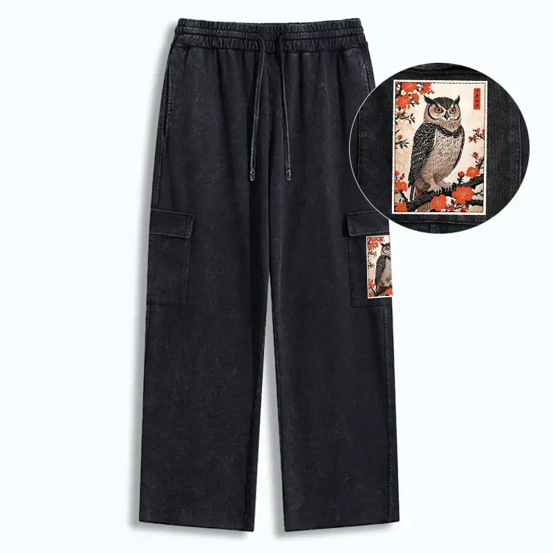 Vintage Japanese Owl Sweatpants for Casual