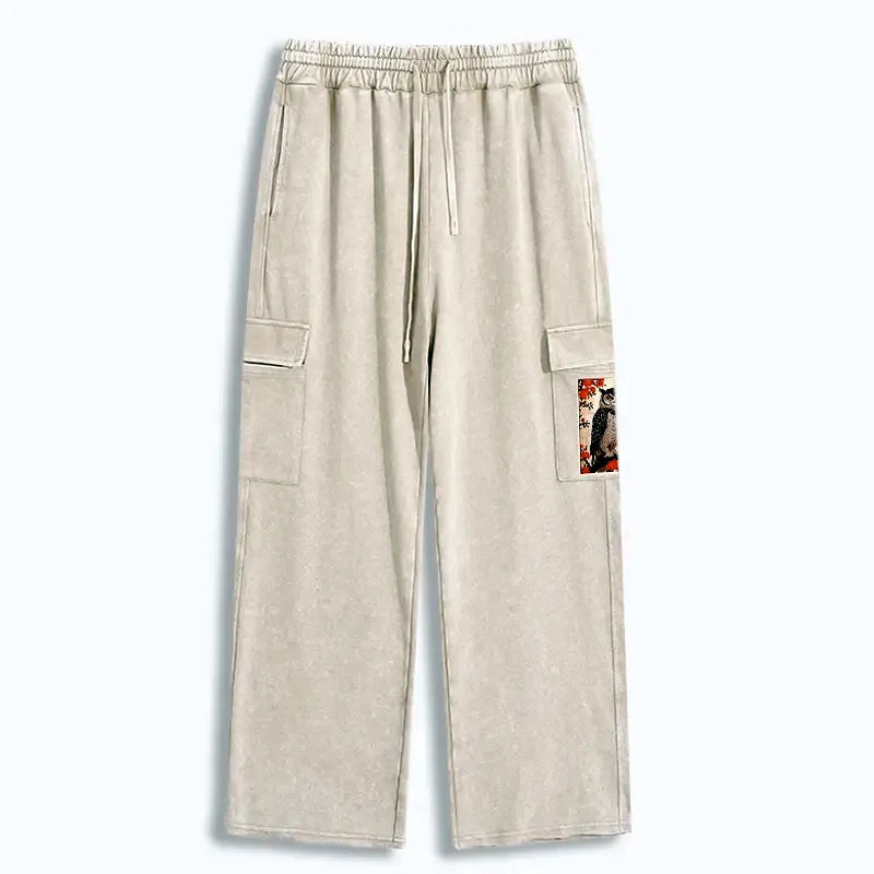 Vintage Japanese Owl Sweatpants for Casual