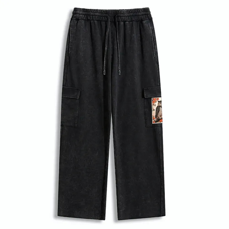 Vintage Japanese Owl Sweatpants for Casual
