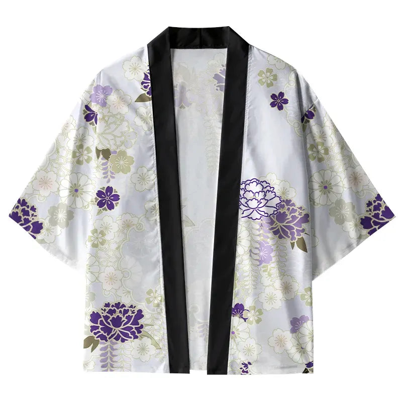 japanese kimono cardigan with flower pattern