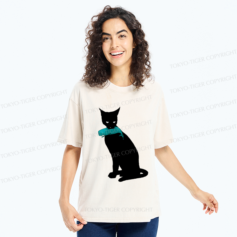 Vintage Japanese Cat T-Shirt for Summer