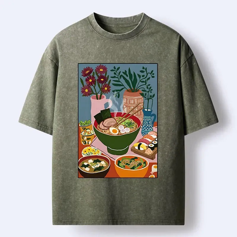 Kyoto-Lion Delicious Japanese Food Washed T-Shirt