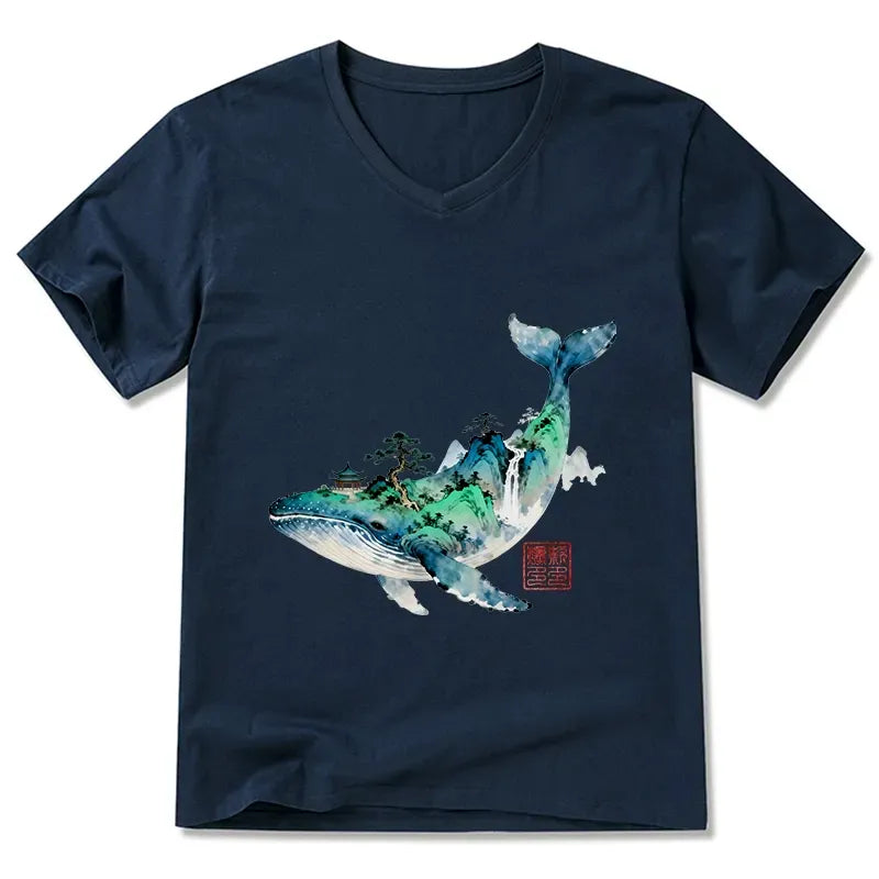 Whale ink art tee for daily wear
