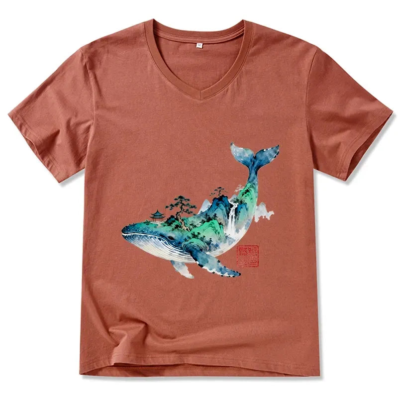 Whale ink art tee for daily wear