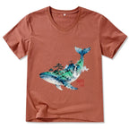Whale ink art tee for daily wear