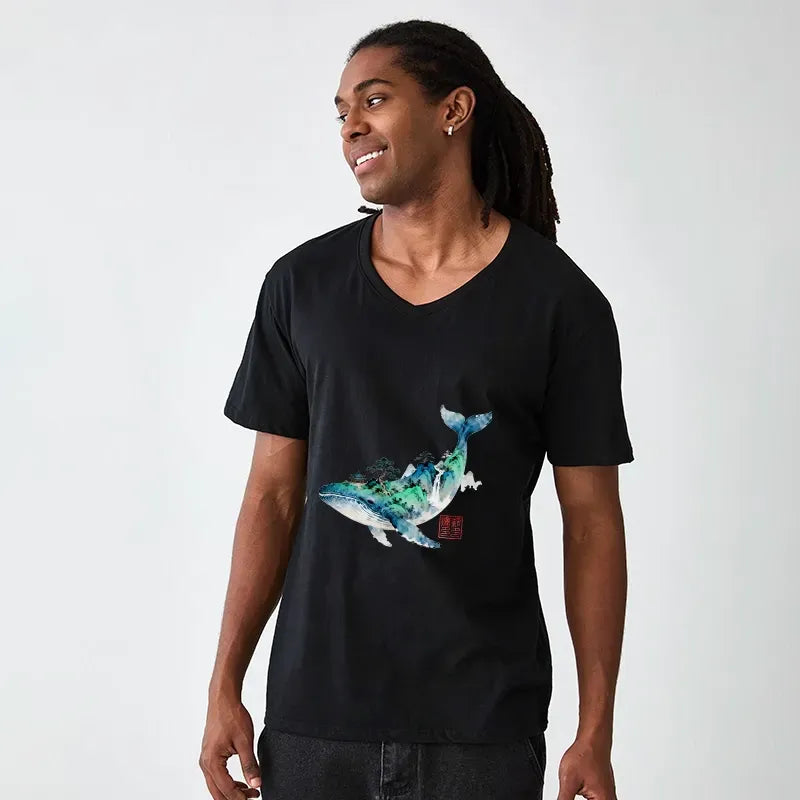 Whale ink art tee for daily wear