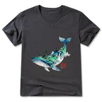 Kyoto-Lion Whale Ink Painting Landscape V-Neck Classic T-Shirt