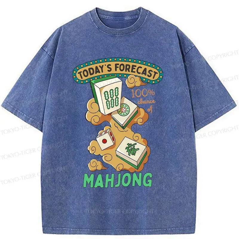 Japanese fun mahjong washed t-shirt