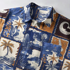 Japanese ukiyo-e button-up shirt for summer