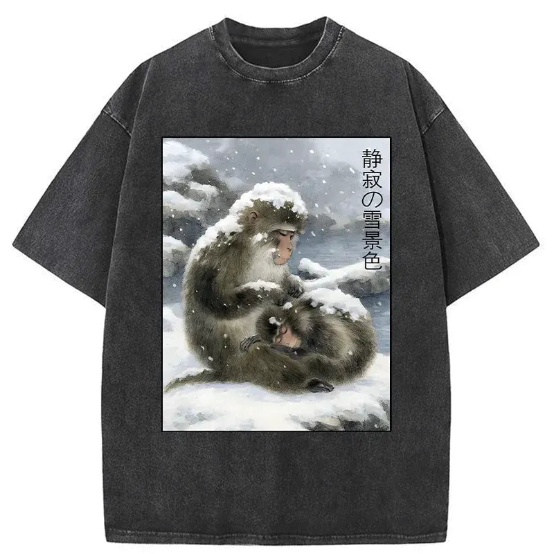 Kyoto-Lion Silent Snowscape Washed T-Shirt