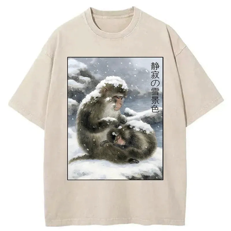 Kyoto-Lion Silent Snowscape Washed T-Shirt