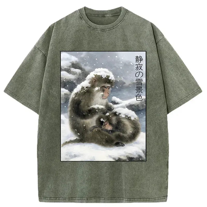 lion snowscape t-shirt for streetwear