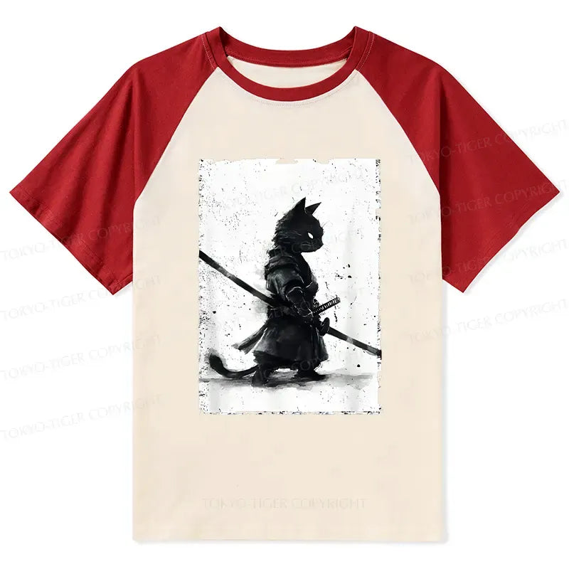 Retro cat samurai t-shirt for men