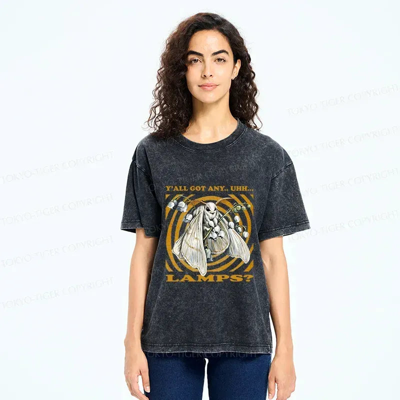 Kyoto-Lion Funny Moth Meme Washed T-Shirt