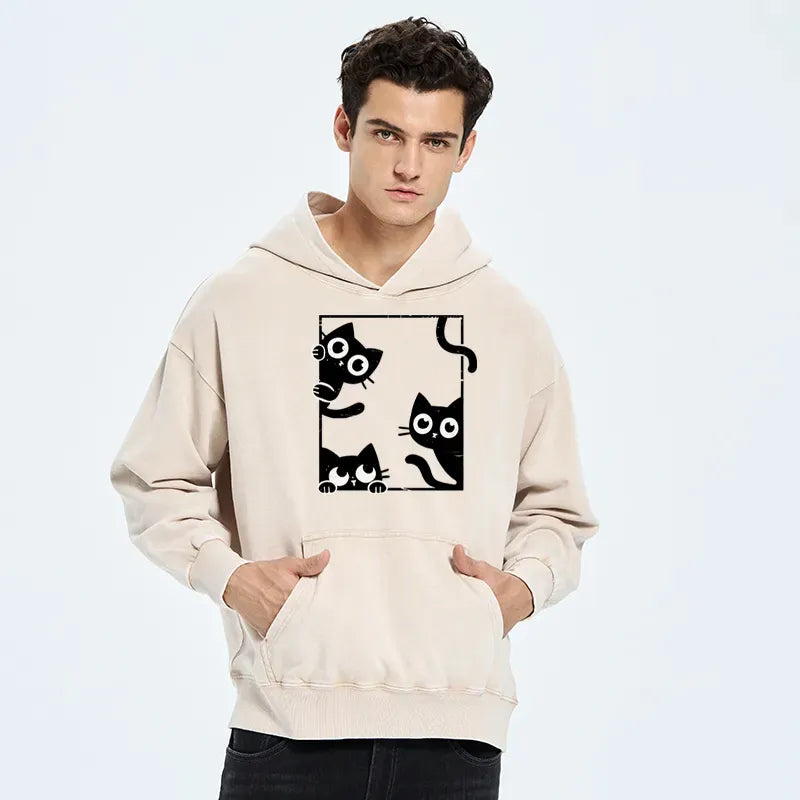 Kyoto-Lion Looking At Your Cats Washed Hoodie