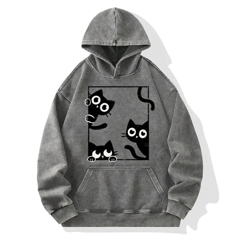 Kyoto-Lion Looking At Your Cats Washed Hoodie