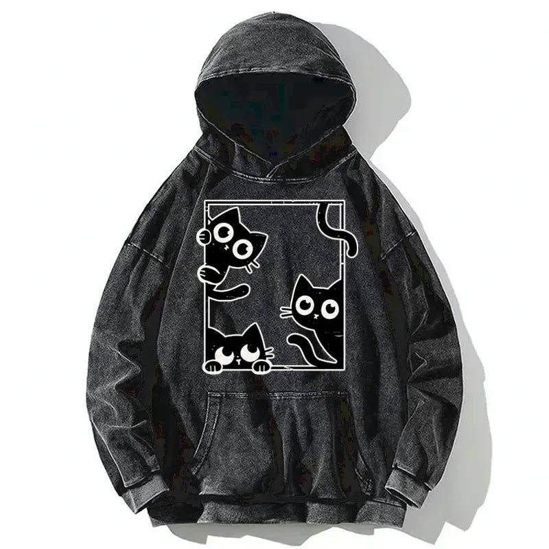 Kyoto-Lion Looking At Your Cats Washed Hoodie