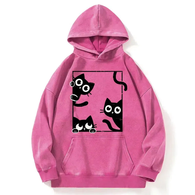 Japanese washed hoodie for cat lovers