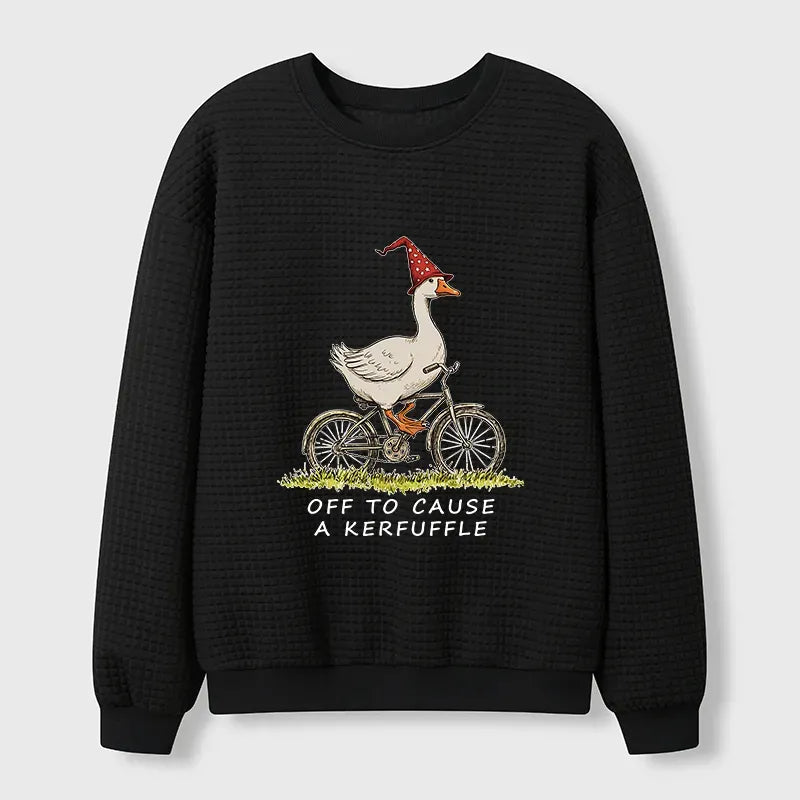 Kyoto-Lion Stupid Goose Riding A Bicycle Waffle Sweatshirt