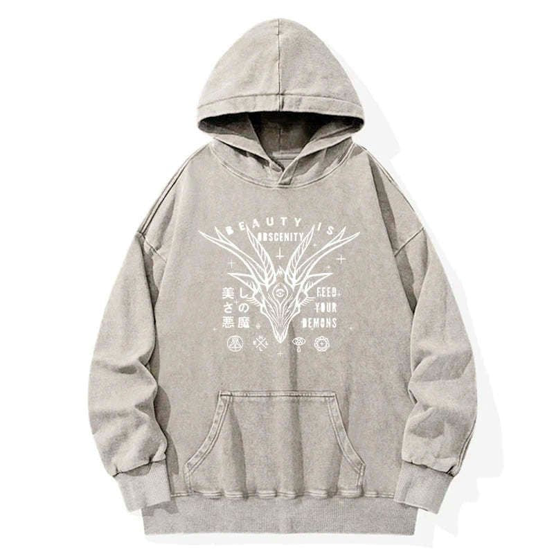 Japanese washed hoodie for streetwear